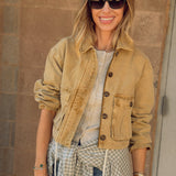 Perfect White Tee | Paloma Canvas Crop Utility Jacket - Warm Ochre