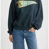 Daydreamer | El Capitan Flag Oversized Crew Sweatshirt - Vintage Black