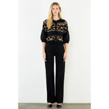THML | Wide Sleeve Pattern Button Cardigan - Black