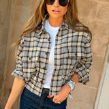 Good American | The Patch Pocket Shirt - Tan Plaid