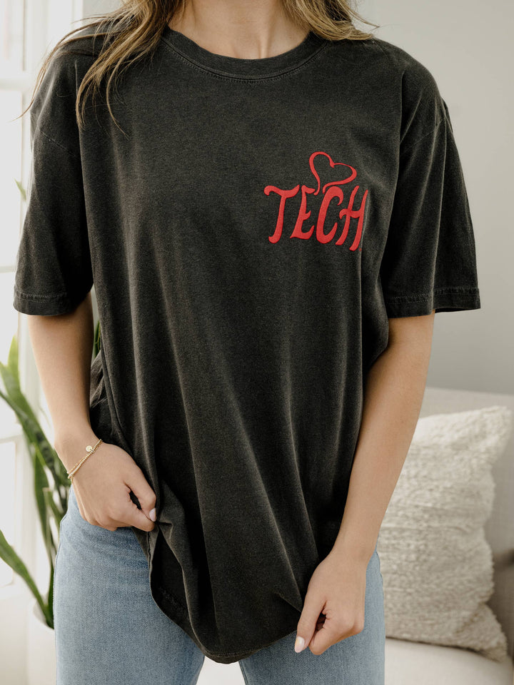 Texas Tech Lyric Puff Ink Pepper Comfort Colors Tee