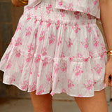 J. Marie Collections | The Hallie Skort Set - Pink Floral Ruffles