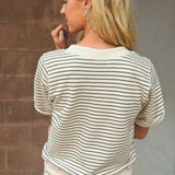 Perfect White Tee | Briggs French Terry Sweatshirt - Natural Charcoal Stripe