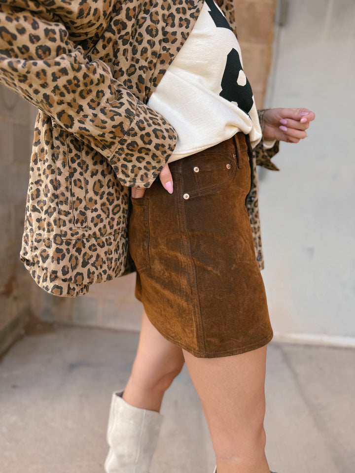 Stash Skirt High Rise Mini - Cognac