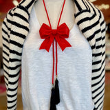 Rahya Jewelry Design | Ribbon Bow Bolo Candy Red with Red & Black