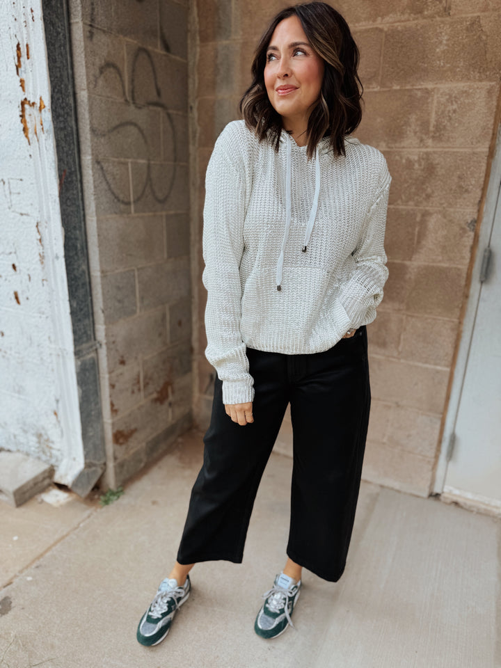 BLACK FRIDAY - Metallic Hoodie Sweater - White