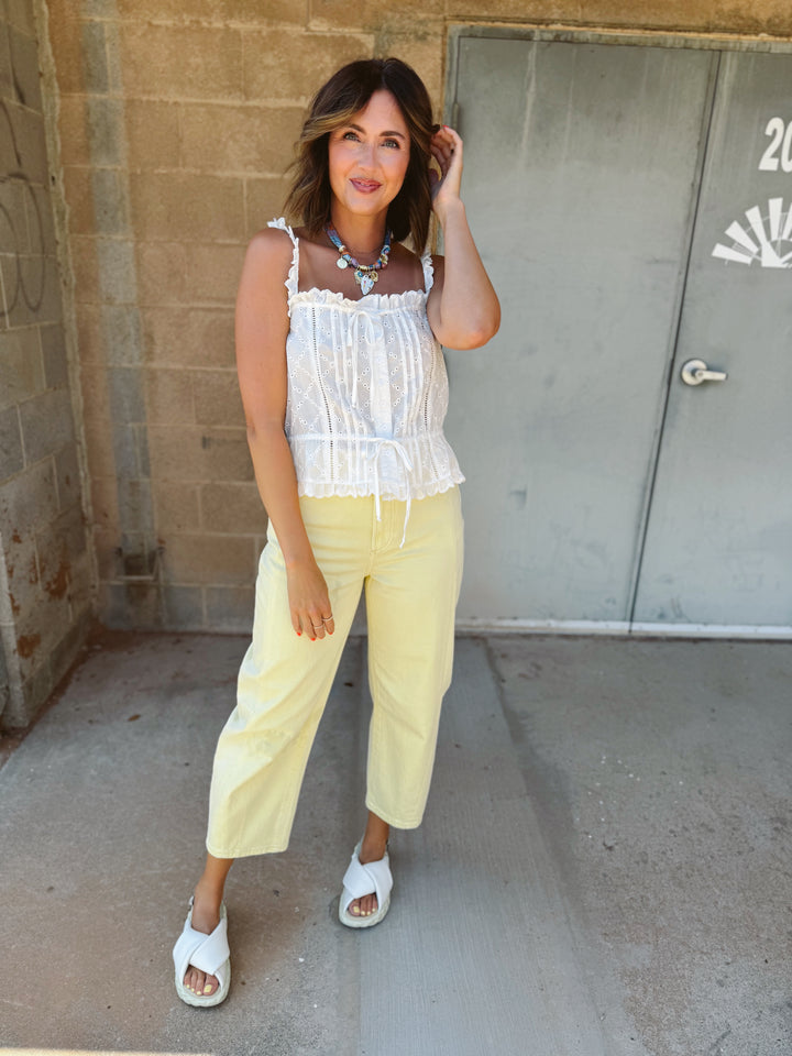 Salvador Eyelet Sleeveless Top - White