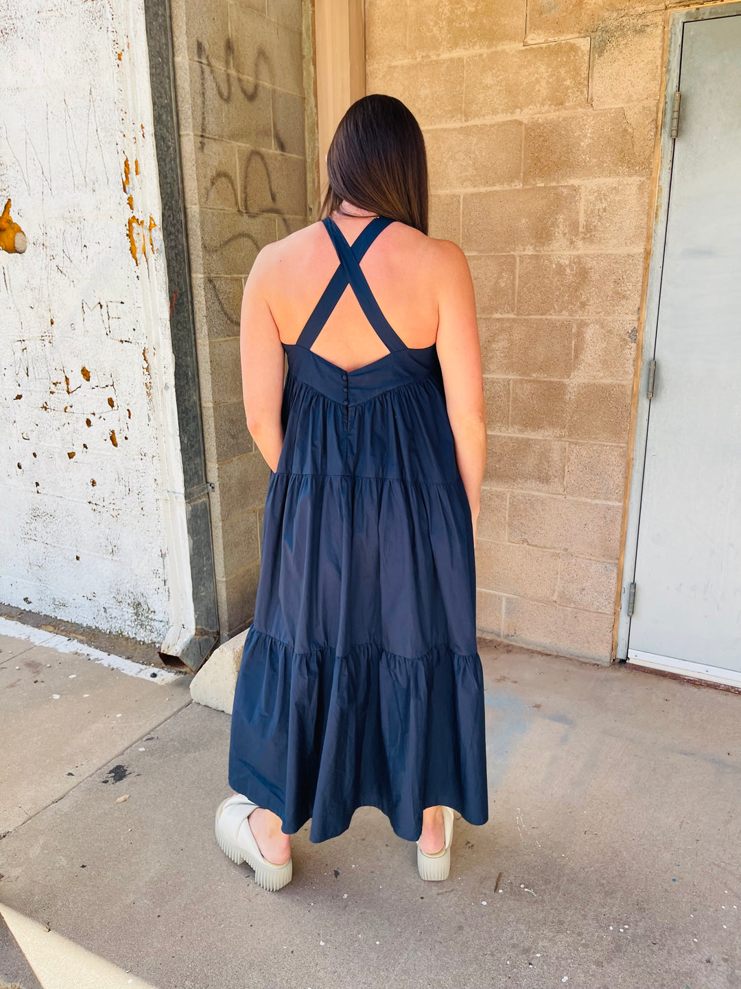 Relaxed Tiered Maxi Dress | Navy | FINAL SALE