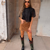 Good American | The Better Than Suede Mini Skirt - Cafe Clay
