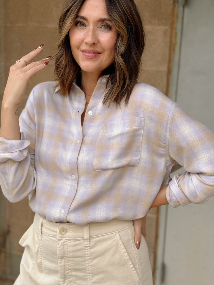 Z Supply River Plaid Button Up - Lavender Ice