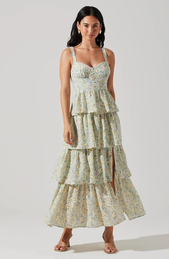 Tiered Maxi Dress | Light Mint Multi Floral