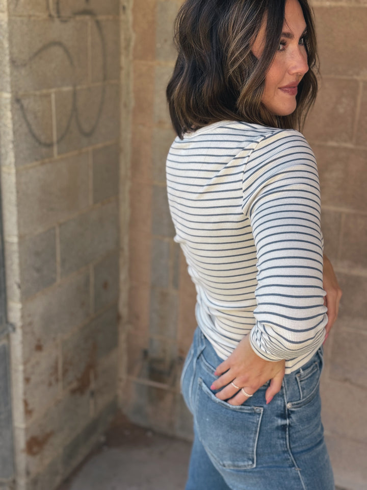 Z Supply | Stella Stripe Henley - Crystal