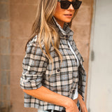 Good American | The Patch Pocket Shirt - Tan Plaid