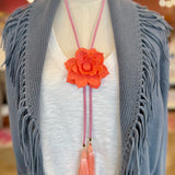 Rahya Jewelry Design | Lotus Flower Bolo Coral with Bubblegum Pink & Peach