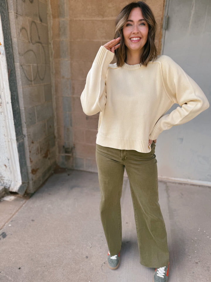 Dear John | Fiona Wide Leg Jean - Olive Branch