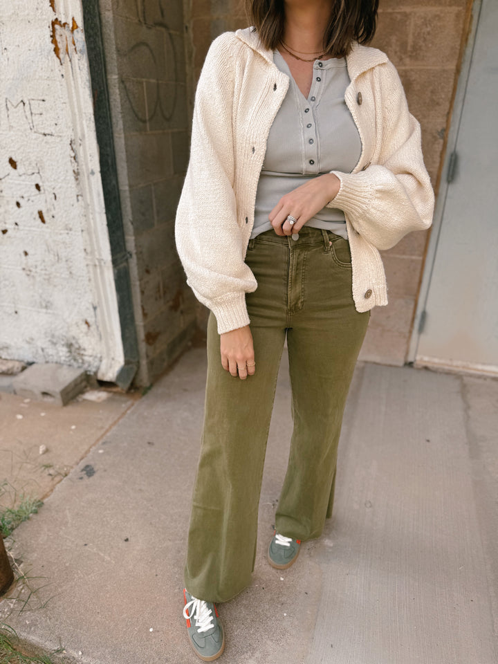 Dear John | Fiona Wide Leg Jean - Olive Branch