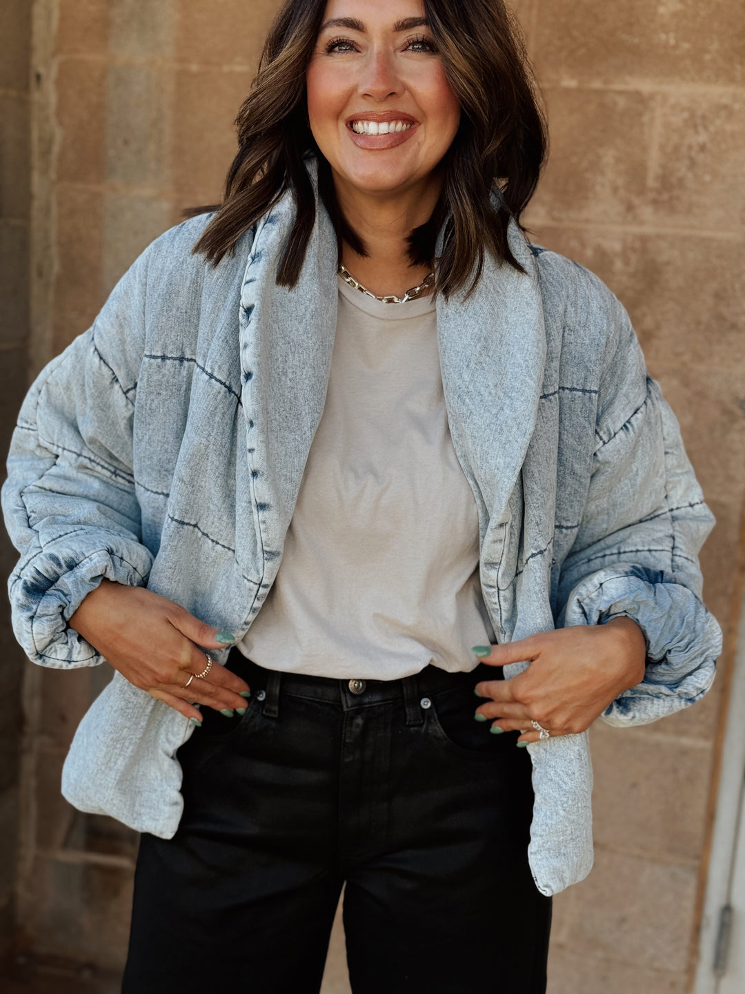 BLACK FRIDAY -Quilted Denim Jacket - Denim