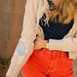 Kerri Rosenthal | Fringe Shawl Collar Cardigan - Chalk