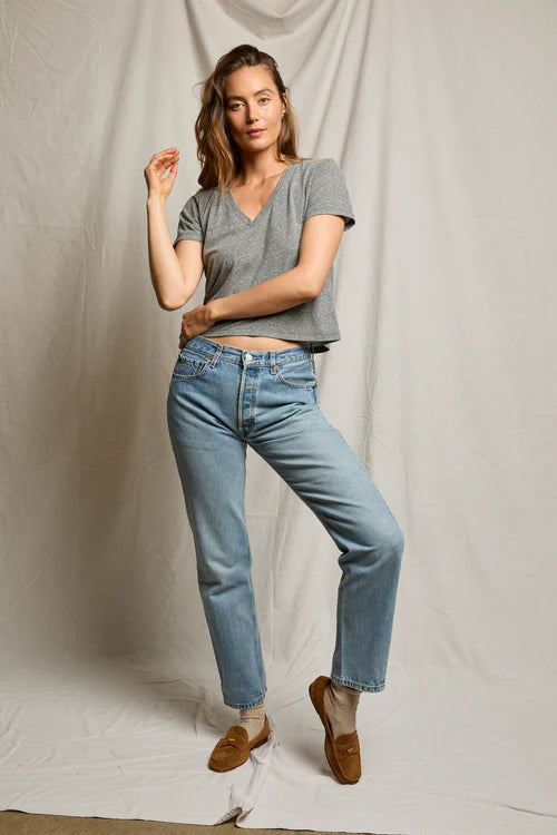 Perfect White Tee | Beckett V-Neck Tee - Heather Grey