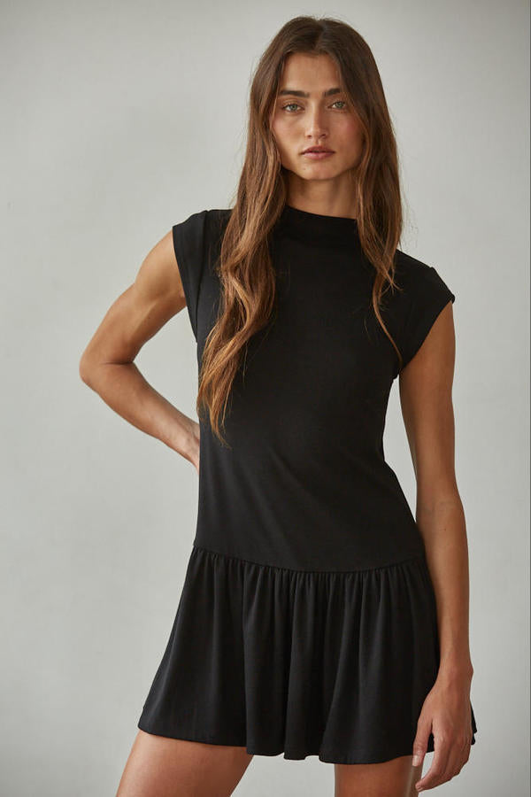 Harlowe Mock Flare Mini Knit - Black