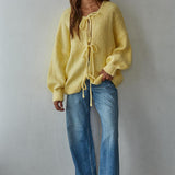 Sadie Tie Front Cardigan Sweater | Yellow