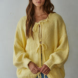 Sadie Tie Front Cardigan Sweater | Yellow