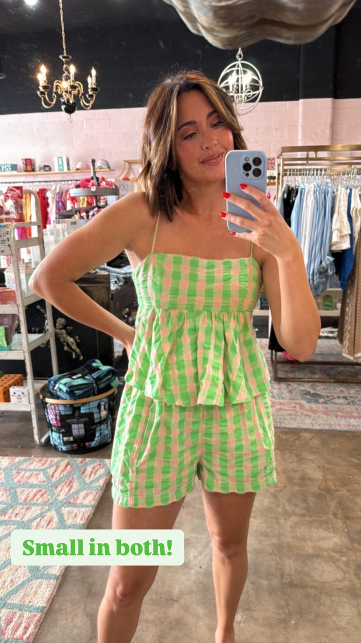 Free People | Mia Plaid Tank - Exotic Lime Combo