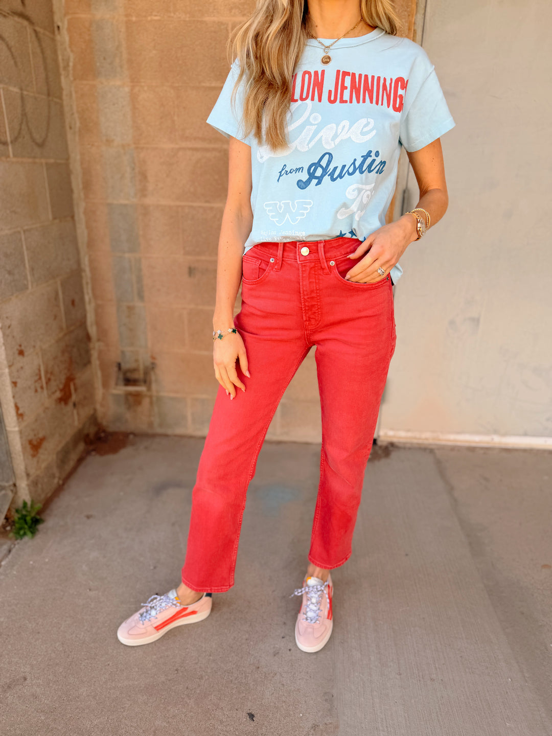 Good American | Good Icon Ankle Jeans - Cherry Red