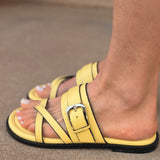 Free People | Belted Cross Strap Sandal - Sun-kissed Yellow Leather