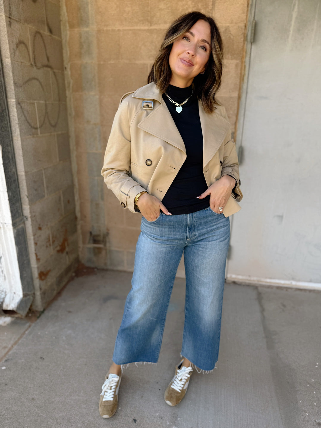 Cropped Trench with Belt- Incense