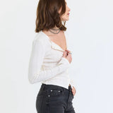 Daze | Stargazer Pointelle Cardigan - Cloud Dancer