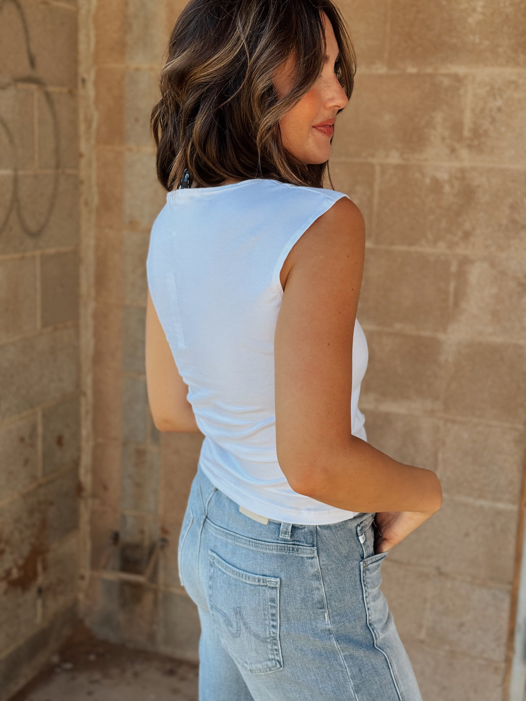 Elanor 90's Muscle Jersey Tee- White