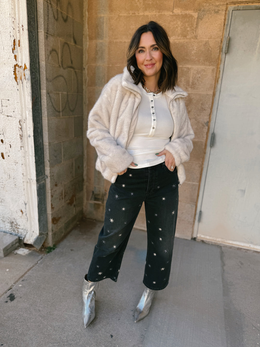 We The Free | Deep Trance Shine Embroidered Dropped Boyfriend Jeans - Starry Night