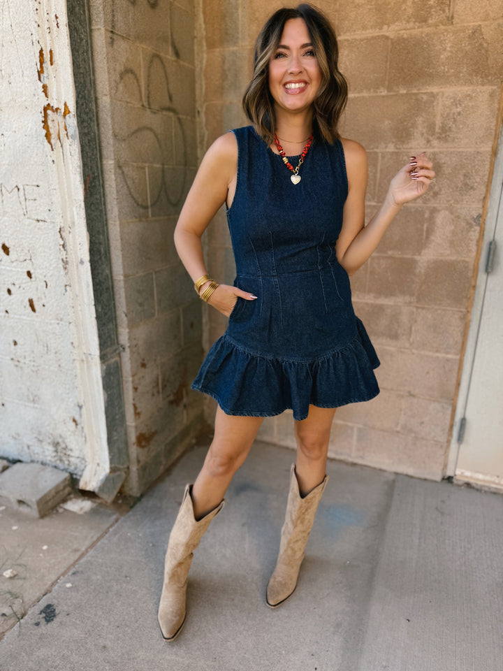 Laurel Ruffle Dress - Moonlight Rinse