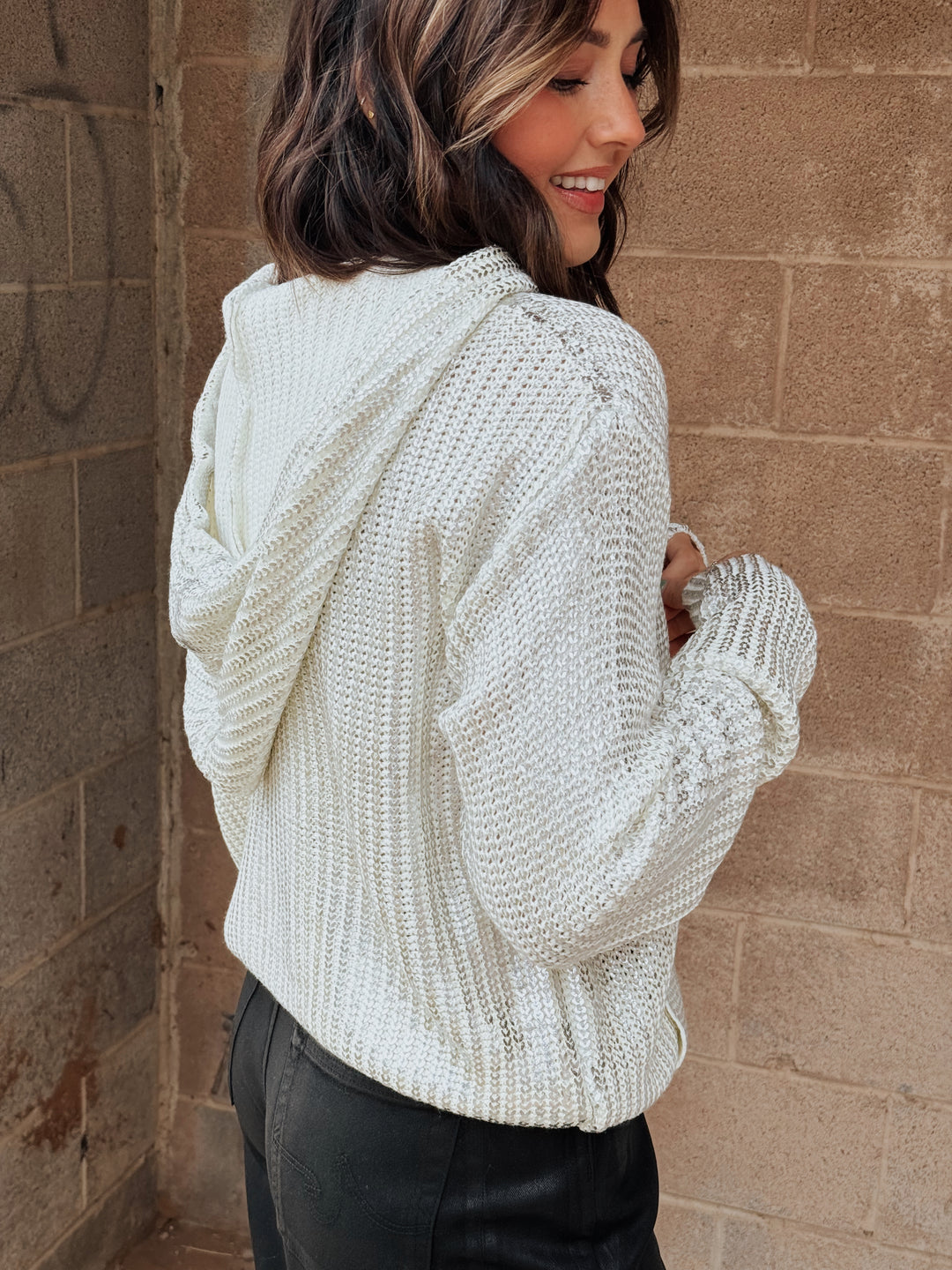 BLACK FRIDAY - Metallic Hoodie Sweater - White