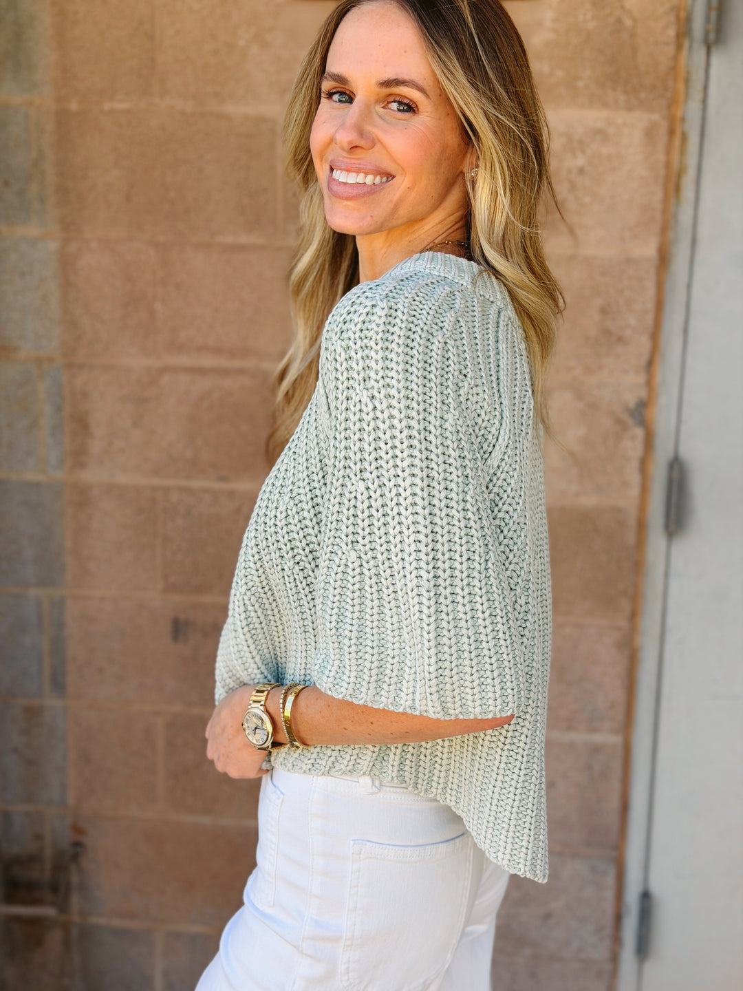 Free People | Amy Sweater Tee - Cameo Green