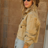 Perfect White Tee | Paloma Canvas Crop Utility Jacket - Warm Ochre