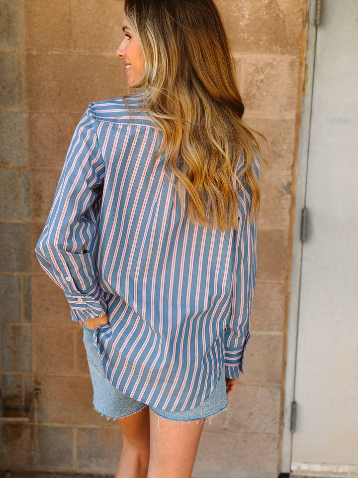 Kerri Rosenthal | Mia Ruffle Stripe Shirt - Multi