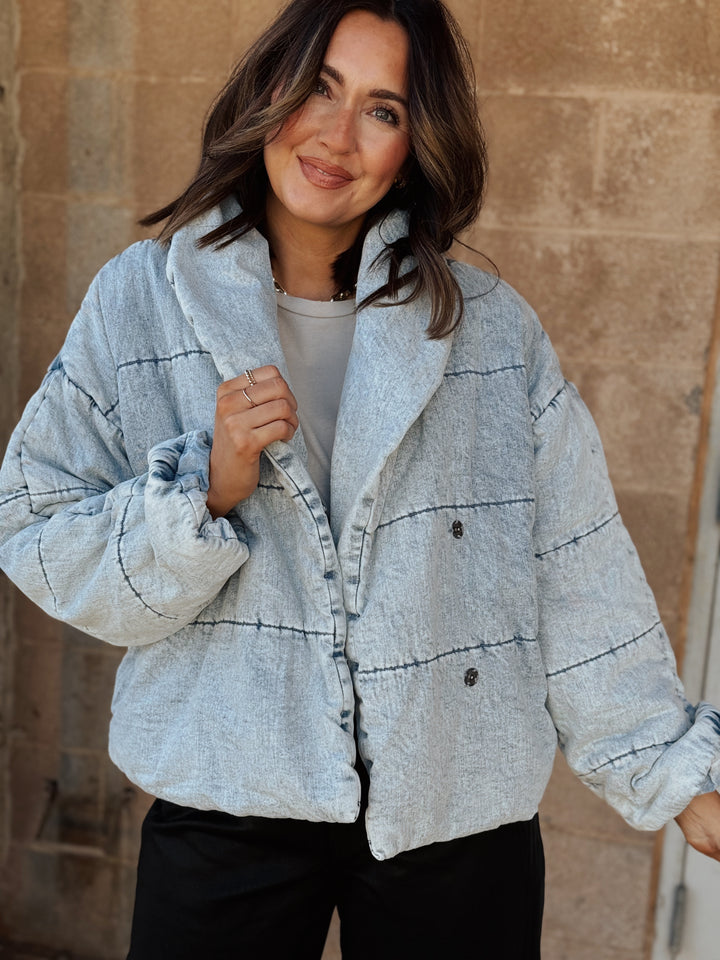 BLACK FRIDAY -Quilted Denim Jacket - Denim