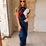 Habitual | Herringbone Sweater Vest - Navy with Winetasting