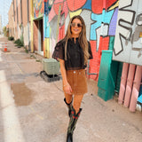 Good American | The Better Than Suede Mini Skirt - Cafe Clay