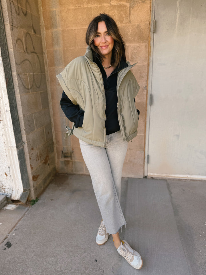Ziena Puffer Oversized Vest - Olive