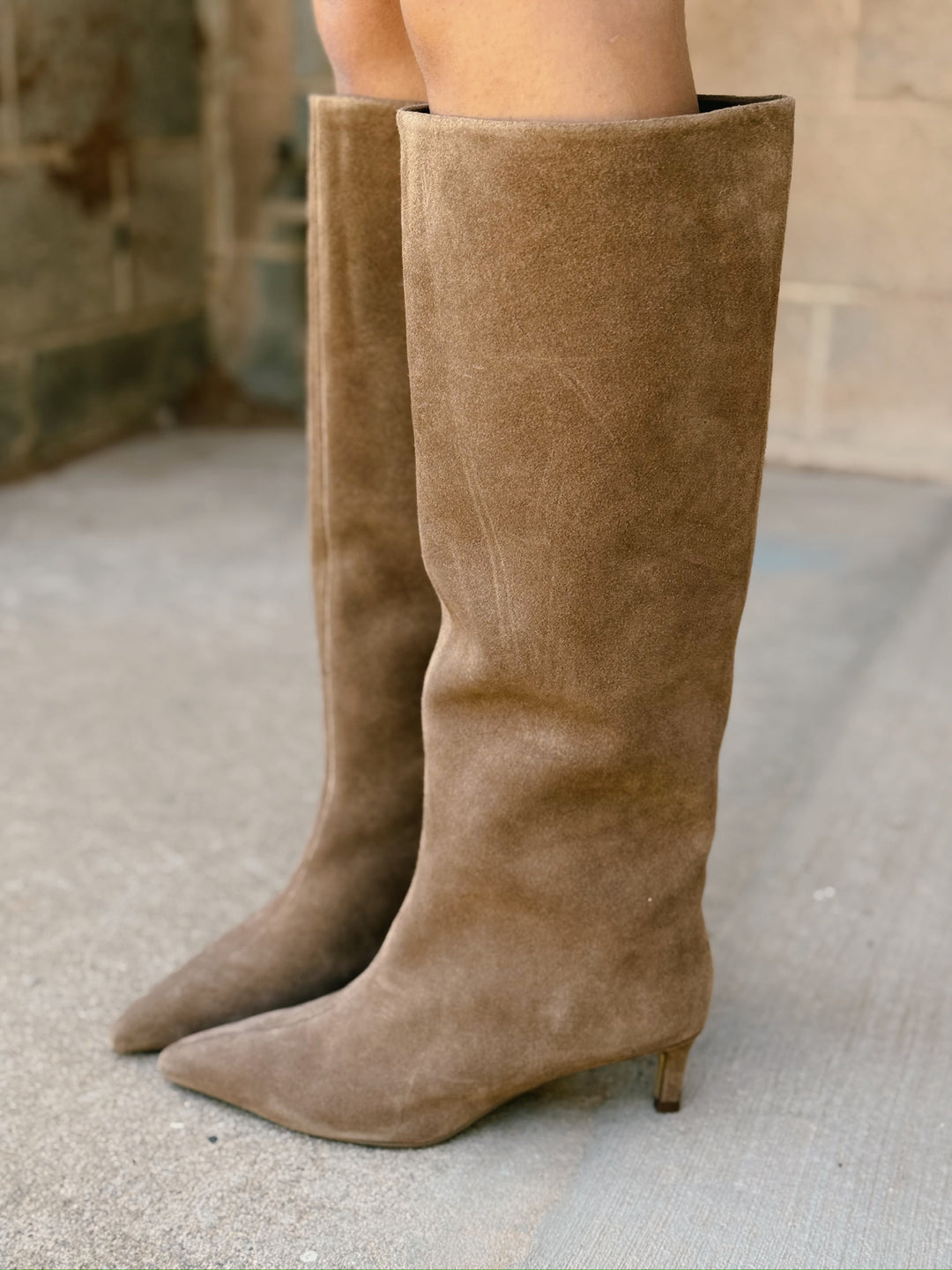 Free People | Kiki Kitten Heel Boot - Tan Suede