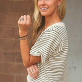 Perfect White Tee | Briggs French Terry Sweatshirt - Natural Charcoal Stripe