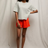 Perfect White Tee | Ezra French Terry Short Sleeve Sweatshirt - Heather Grey