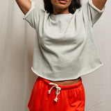 Perfect White Tee | Ezra French Terry Short Sleeve Sweatshirt - Heather Grey