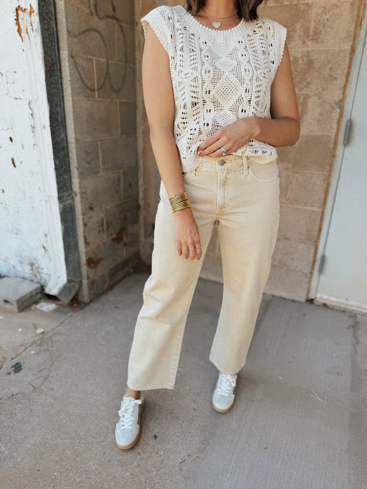 Pistola | Lexi Mid Rise Bowed Straight - Sand Dollar
