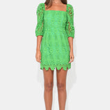 Adelyn Rae | Emery Puff Sleeve Lace Dress  - Matcha Green