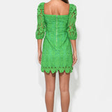 Adelyn Rae | Emery Puff Sleeve Lace Dress  - Matcha Green