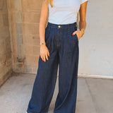 Pistola | Delphine Pleated Denim Wide Leg - Force
